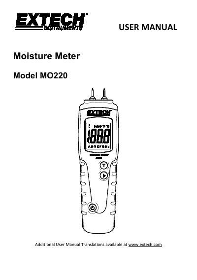 Extech MO220 Moisture Meter User Manual