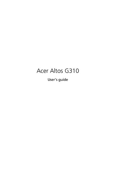 Acer Altos G310 User Manual - cover page