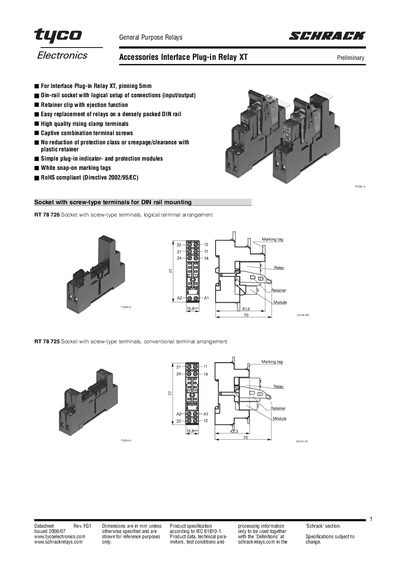 Tyco Interface Plug-in Relay XT Handbook - cover page