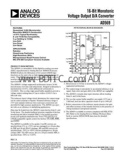 Analog Devices AD569 Datasheet - cover page