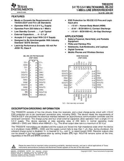 Texas Instruments TRS3237E Datasheet - cover page