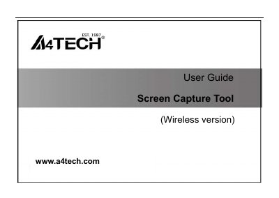 A4Tech Wireless Version Screen Capture Tool User Guide - cover page