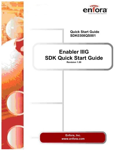 Enfora SDK0308QS001 Enabler III Quick Start Guide - cover page