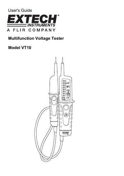 Extech VT10 Multifunction Voltage Tester User's Guide - cover page