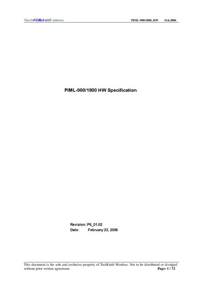TechFaith Wireless PIML-900/1800 HW Specification - cover page