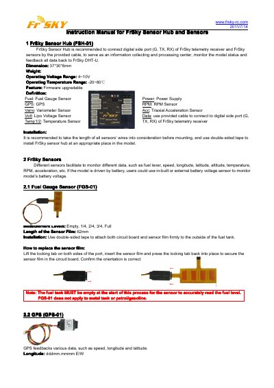 FrSky FSH-01 Sensor Hub Instruction Manual - cover page