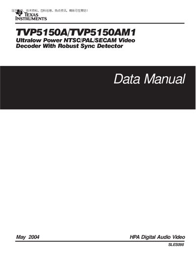 TEXAS INSTRUMENTS TV5150A Data Sheet  - cover page