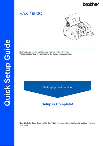Brother FAX-1960C Quick Setup Guide - cover page