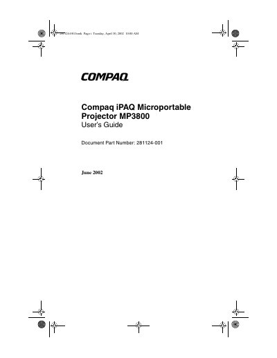 Compaq iPAQ MP3800 Microportable Projector User Guide - cover page