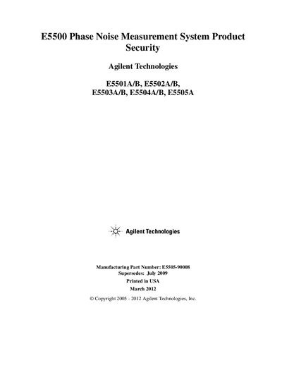 Agilent E5500 Phase Noise Measurement System Product Security Manual