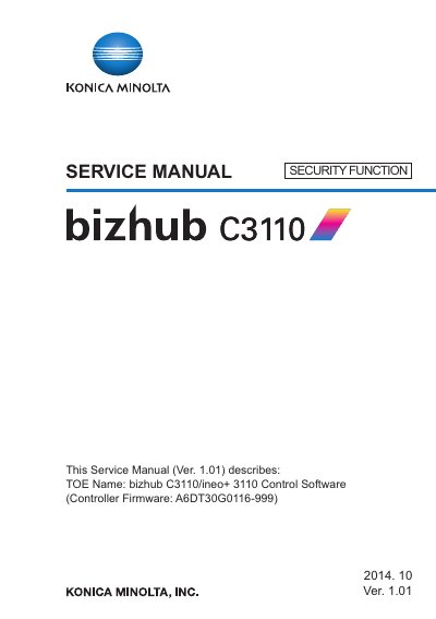 Konica Minolta bizhub C3110/ineo+ 3110 Control Software Service Manual - cover page