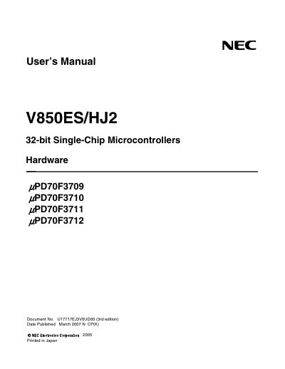 NEC HPD70F3709/HPD70F3710/HPD70F3711/HPD70F3712 User Manual - cover page