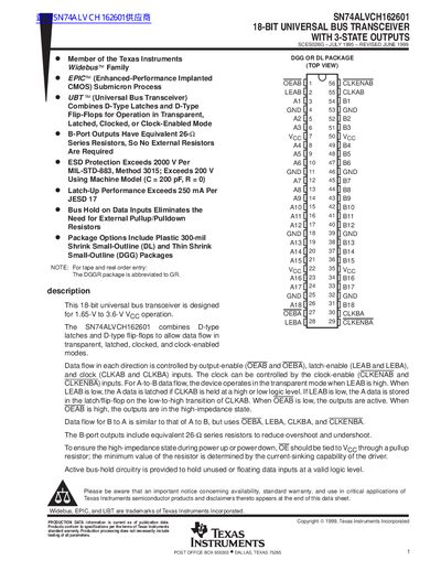 Texas Instruments SN74ALVCH162601 Datasheet - cover page