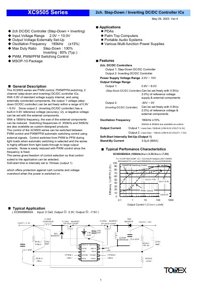 Torex XC9505 Series 2ch DC/DC Controller Datasheet