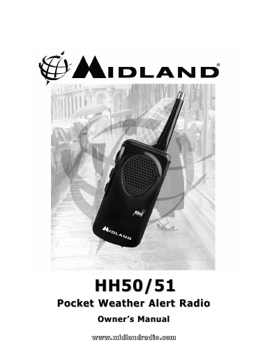 Midland HH50/51 Pocket Weather Alert Radio Owner's Manual - cover page