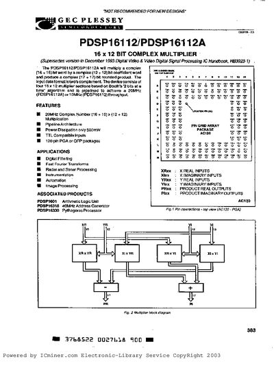GEC PLESSEY PDSP16112/PDSP16112A Datasheet - cover page