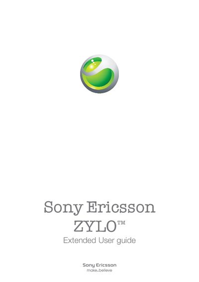 Sony Ericsson ZYLO Extended User Guide - cover page