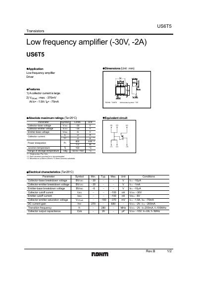 ROHM US6T5 Transistor Datasheet - cover page