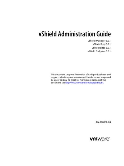 VMware vShield Administration Guide vShield Manager 5.0.1 - cover page