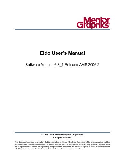 Mentor Graphics Eldo 6.8_1 User Manual - cover page