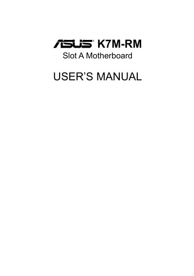 ASUS K7M-RM Motherboard User Manual