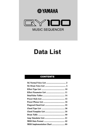 Yamaha QY100 Music Sequencer User Manual - cover page