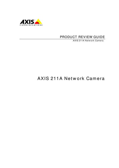 Axis 211A Network Camera Product Review Guide - cover page