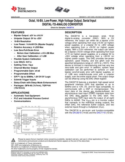 Texas Instruments DAC8718 Datasheet - cover page