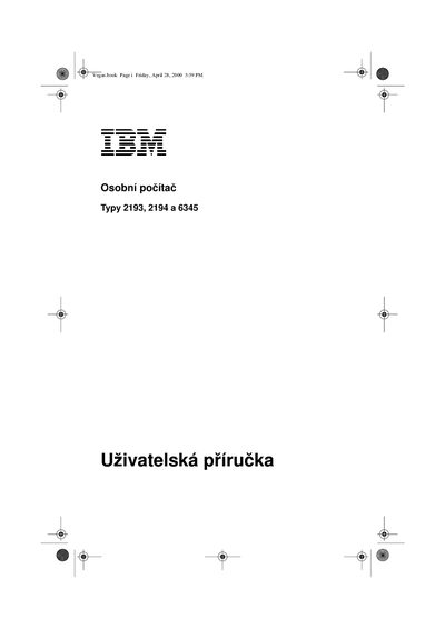 IBM 2193/2194/6345 Personal Computer User Manual - cover page
