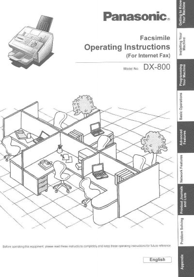Panasonic DX-800 Facsimile Operating Instructions - cover page