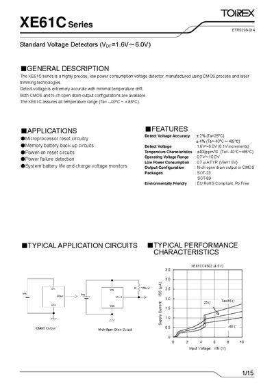 Torex XE61C Voltage Detector Datasheet - cover page