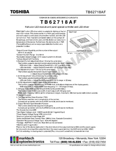 Toshiba TB62718AF LED Driver Datasheet - cover page