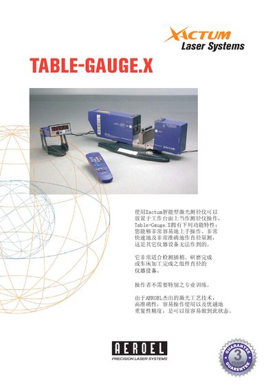 Aeroel Table-Gauge.X Laser Systems User Manual