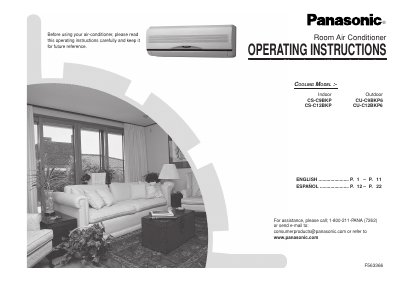 Panasonic CS-C9BKP/CU-C9BKP6/CS-C12BKP/CU-C12BKP6 Room Air Conditioner Operating Instructions - cover page