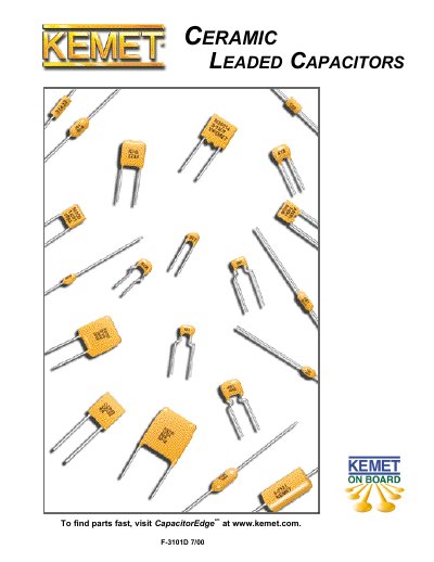 KEMET Ceramic Leaded Capacitors Datasheet - cover page