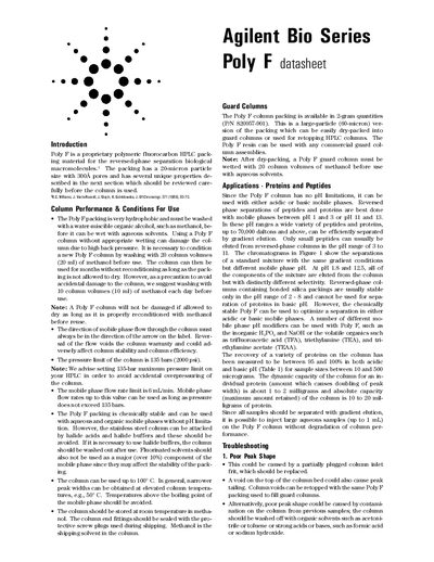 Agilent Poly F HPLC Column Datasheet - cover page