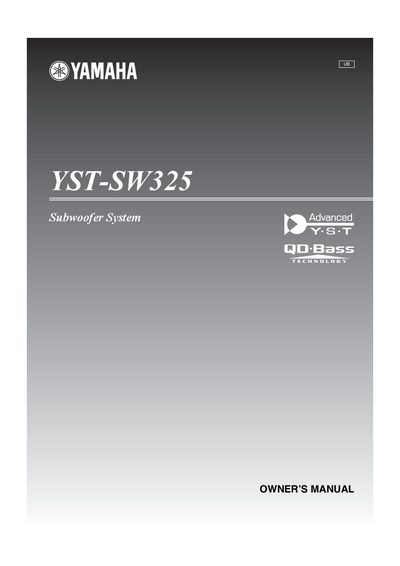 Yamaha YST-SW325 Subwoofer System Owner's Manual - cover page