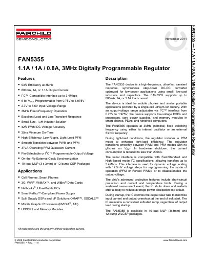 Fairchild Semiconductor FAN5355 Datasheet - cover page