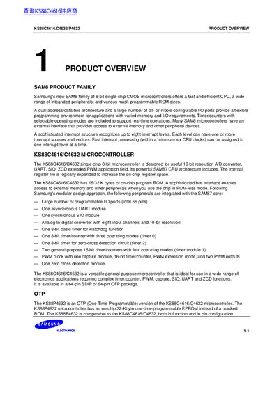 Samsung KS88C4616/C4632/P4632 Microcontroller Datasheet - cover page
