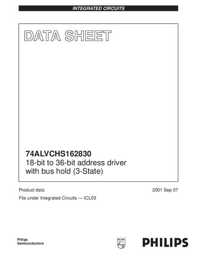 Philips 74ALVCHS162830 Integrated Circuit Datasheet - cover page