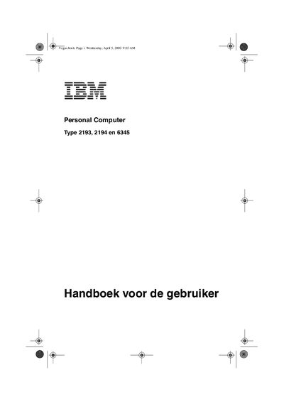 IBM Personal Computer Types 2193, 2194, 6345 User Guide - cover page