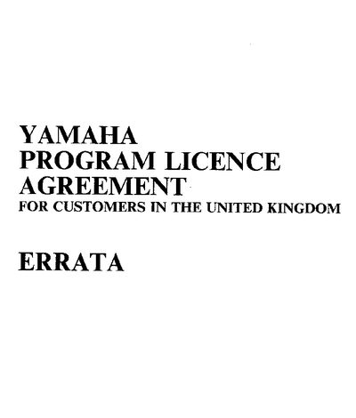 Yamaha Program Licence Agreement for Music Computer Model C1 - cover page