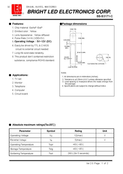Bright LED Electronics BB-B3171-C Datasheet - cover page