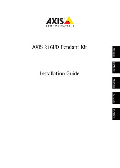 Axis 216FD Pendant Kit Installation Guide - cover page