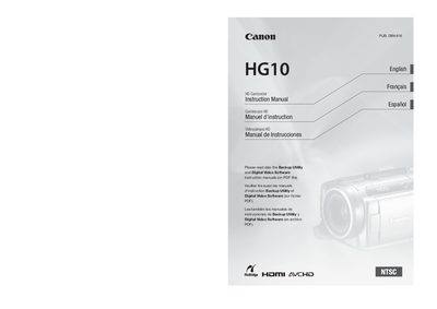 Canon HG10 A HD Camcorder Instruction Manual