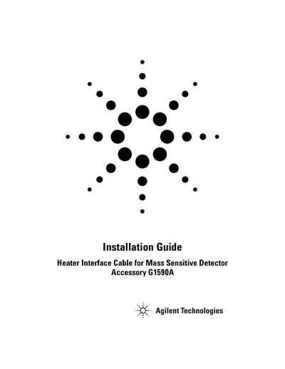 Agilent Heater Interface Cable for the 5973 MSD the 6890 GC - Installation Guide - cover page