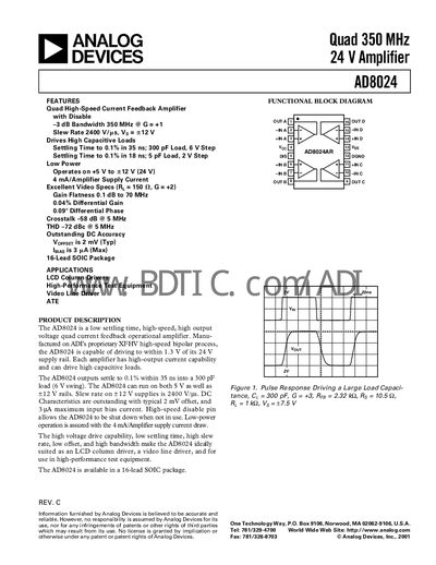Analog Devices AD8024 Datasheet - cover page