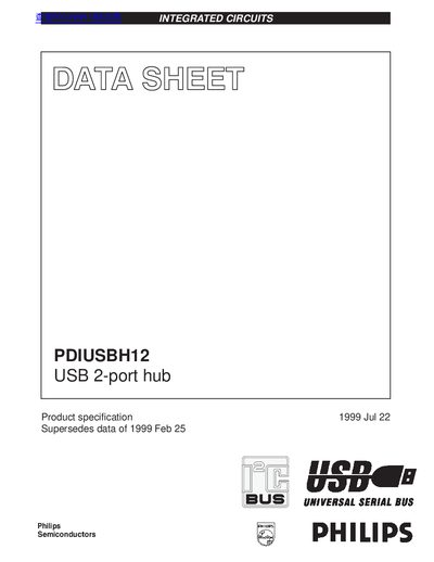 Philips PDIUSBH12 USB Hub Datasheet - cover page