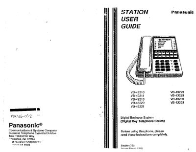 Panasonic VB-42210/VB-42211/VB-42213/VB-43220/VB-43211/VB-43223/VB-43225/VB-43230/VB-43233 User Guide - cover page