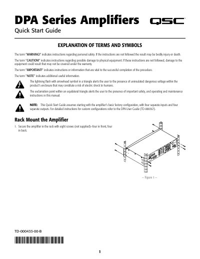 QSC DPA Series Amplifiers Quick Start Guide - cover page